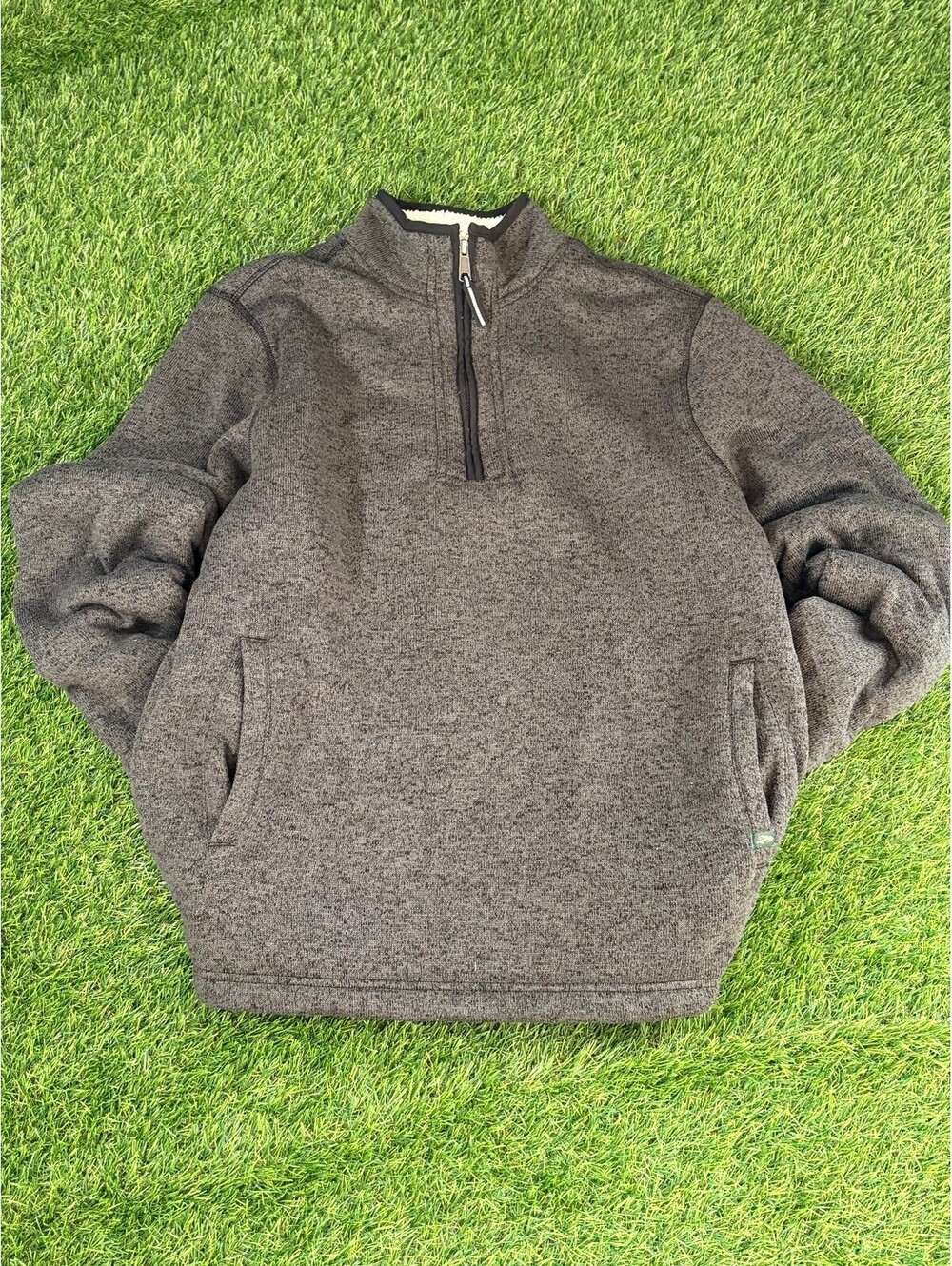 Orvis Classic Collection Gray Sherpa Lined Half Zip Pullover Sweater, Adults M